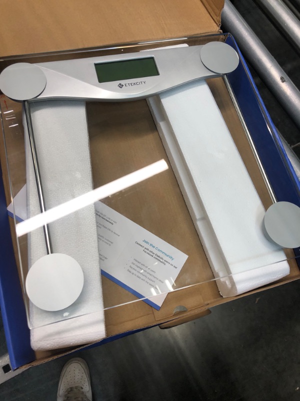 Photo 1 of Etekcity Digital Body Weight Bathroom Scale, Large Blue LCD Backlight Display, High Precision Measurements,6mm Tempered Glass, 400 Pounds Non Smart Silver