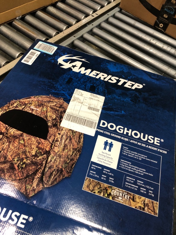 Photo 2 of Ameristep Doghouse Lightweight Durable Hunting Spring Steel Ground Blind with Backpack Carrying Case - 2 Hunters Concealment - Easy Setup & Takedown Mossy Oak Break-Up Country Doghouse