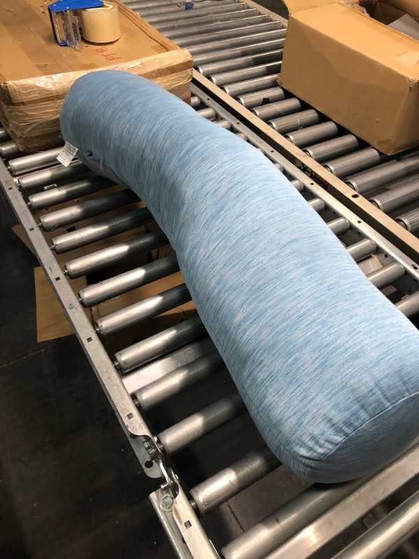 Photo 3 of 1 MIDDLE ONE Body Pillow, Bolster Pillow with Cooling Cover, Long Round Roll Cylinder Pillow for Bed, 35" x 7.87", Blue