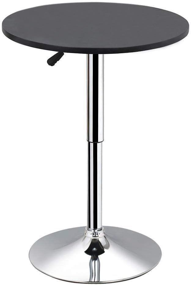 Photo 1 of  Adjustable Round Pub Table Counter Bar Height MDF Top Table 360 Degree Swivel Bar Tables Tall Cocktail Tables Bistro Table, Black