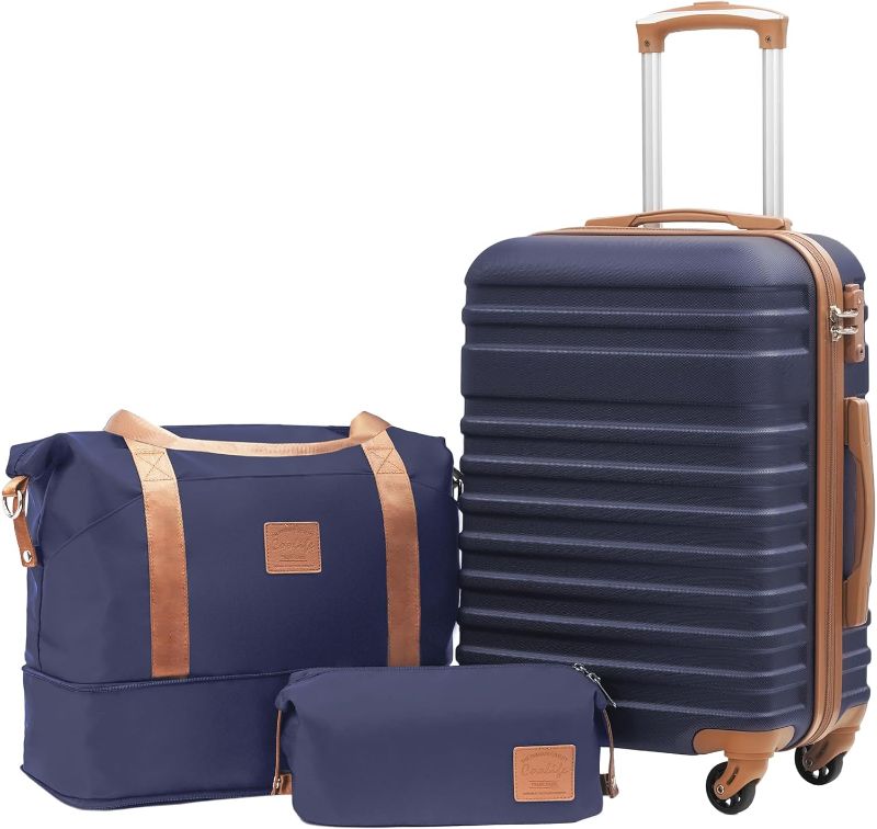 Photo 1 of Coolife Suitcase 1 Piece Luggage Set Carry On Hardside Luggage with TSA Lock Spinner Wheels (Navy, 