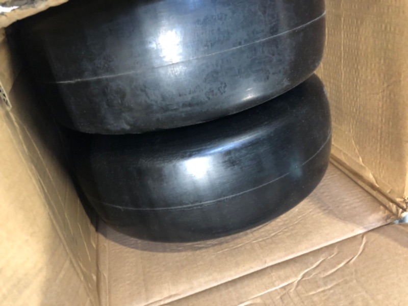 Photo 3 of 2 PCS Upgrade 13x5.00-6" Flat Free Lawn Mower Smooth Tire, Commercial Grade Lawn and Garden Mower Turf Replacement Solid Tire and Wheel with Steel Rim, 3/4" Grease Bushing and 3.25"-5.9" Centered Hub