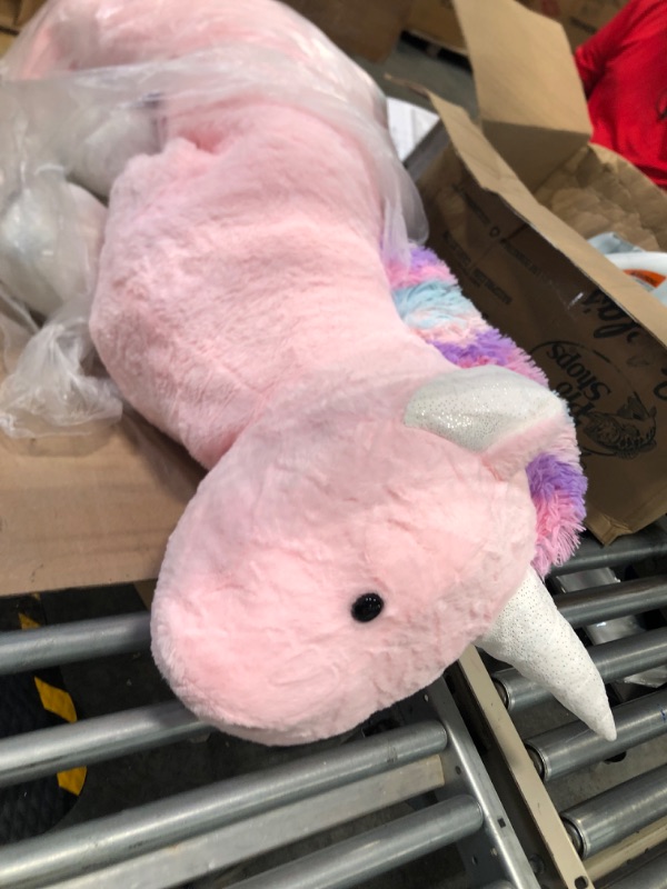 Photo 3 of Animal Adventure | Sqoosh2Poof Giant, Cuddly, Ultra Soft Plush Stuffed Animal with Bonus Interactive Surprise - 44" Unicorn