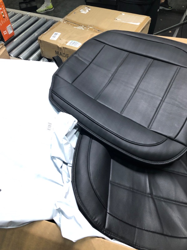 Photo 3 of Leader Accessories 2pcs Leather Car Seat Cushions Non-Slip Black Front Seat Covers Mat Pad for Cars General Cushion Black