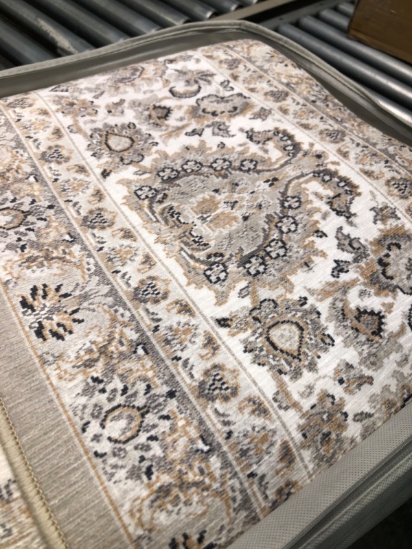 Photo 4 of Area Rug Living Room Rugs: 8x10 Oriental Persian Floral Distressed Carpet Large Machine Washable Indoor Non Slip Decor Carpets for Under Dining Table Farmhouse Bedroom Nursery Home Office Beige Beige 8' x 10'