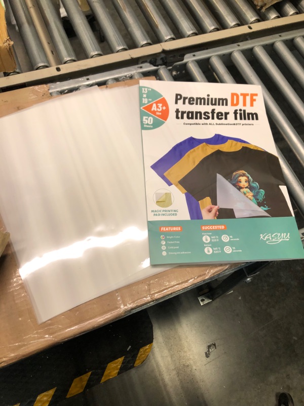 Photo 3 of KASYU DTF Transfer Film-A3(13 * 19) 50 Sheets Glossy Direct to Film for All DTF&DTG Printer, Pretreat Transparency Iron-on Transfer Paper & 1 Pcs Sticker for DTF Sublimation Inkjet Printer A3+(13"x19") -50 Sheets