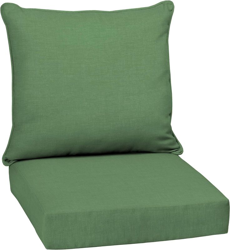 Photo 1 of Arden Selections Outdoor Deep Seat Cushion Set, Water Repellant, Fade Resistant, Deep Seat Bottom and Back Cushion for Chair, Sofa, and Couch, 24 x 24, Moss Green Leala