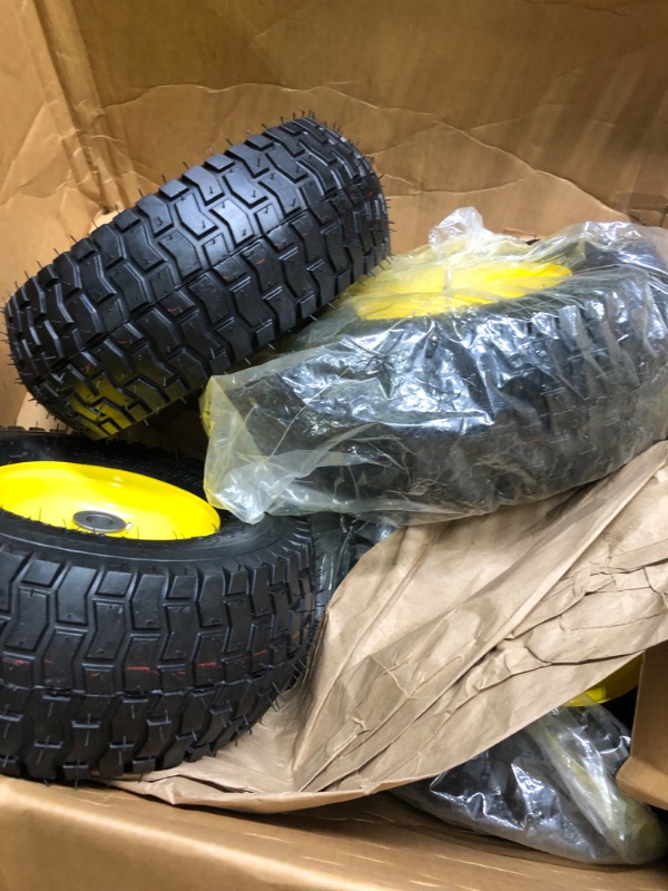 Photo 3 of 4.10/3.50-4 tire and Wheel Flat Free,10" Solid Tire Wheel with 5/8" Bearings,2.1" Offset Hub,for Garden Carts,Dolly,Trolley,Dump Cart,Hand Truck/Wheelbarrow/Garden Wagon (4-Pack)