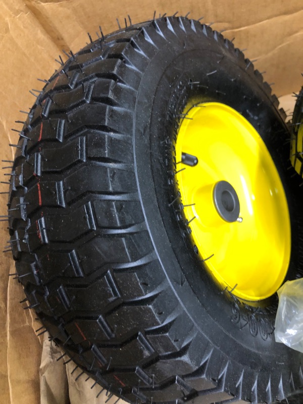 Photo 4 of 4.10/3.50-4 tire and Wheel Flat Free,10" Solid Tire Wheel with 5/8" Bearings,2.1" Offset Hub,for Garden Carts,Dolly,Trolley,Dump Cart,Hand Truck/Wheelbarrow/Garden Wagon (4-Pack)