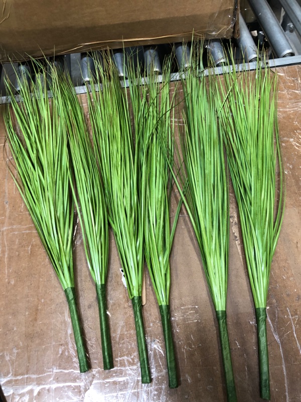 Photo 3 of 27" Artificial Plants Onion Grass Greenery Faux Fake Shrubs Plant Flowers Wheat Grass for House Home Indoor Outdoor Office Room Gardening Indoor Décor 6 Pack