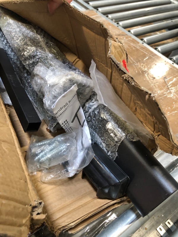 Photo 1 of Signstek Handrails for Outdoor Steps, 4 Step HandRail Fit 3 or 4 Steps Outdoor Stair Railing, Deck Handrail, Metal Porch Railing,Black Wrought Iron Hand Rails kit for Concrete Steps, Porch Steps