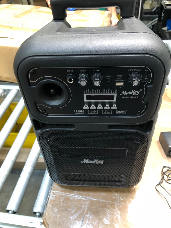 Photo 1 of Moukey Outdoor Speaker, Karaoke Machine with Wireless Microphone, PA System Subwoofer for Events/Christma, Portable Bluetooth Speaker with Echo Adjustment, Support TWS/REC/AUX/USB/TF/FM