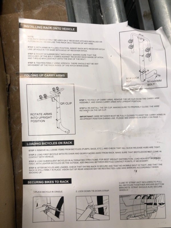 Photo 3 of 2-Bike Hitch Mount Rack-Deluxe Hitch Mount Bike Rack with 2 Inch Receiver?70LBS.Capacity 2-Bike Rack- Deluxe