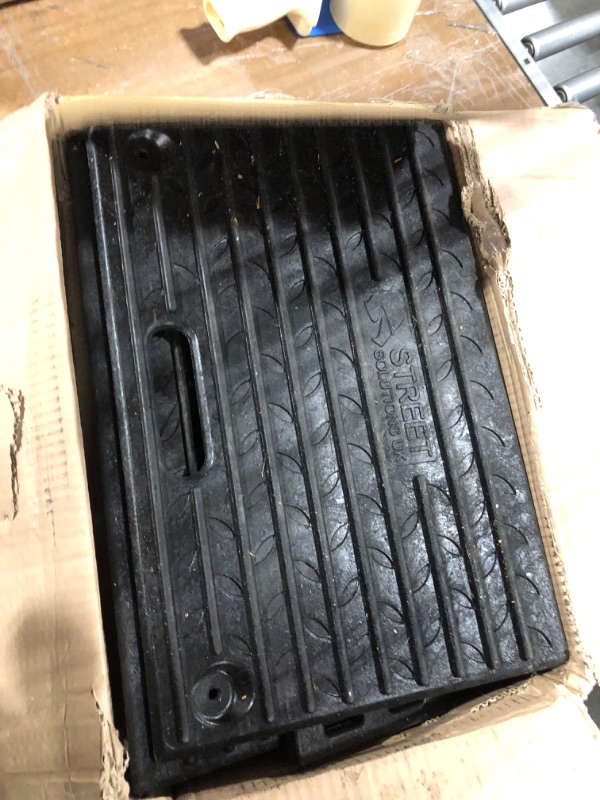 Photo 1 of 4" Inch Driveway Curb Ramp, Heavy Duty Rubber Ramps Perfect for Sidewalk, Low Cars, Curb Ramps for Motorhome, Truck, Shed Ramps, Pets & Wheelchair Threshold Ramp (4" Pack of 2)