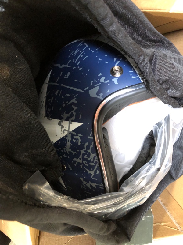 Photo 1 of AHR RUN-O5 3/4 Open Face Motorcycle Helmet with Visor Retro Vintage Moped Bobber Scooter Cruiser Helmet for Men Women DOT (Patriotic Flag Style, M) Medium