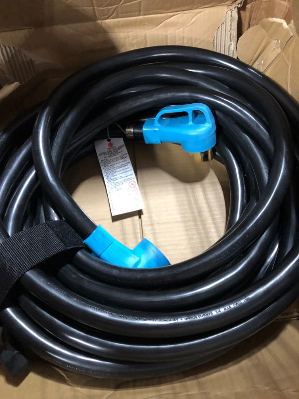 Photo 1 of CircleCord 50 Amp 50 Feet RV/EV Extension Cord, Heavy Duty 6/3+8/1 Gauge STW Wire with Cord Organizer and Storage Bag, NEMA 14-50P Plug Suit for EV Charging and RV Trailer Campers, ETL Listed Blue 50 Amp 50 FT