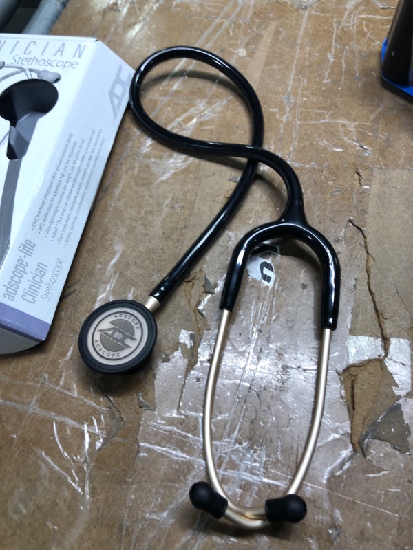 Photo 3 of ADC 619CHM Adscope Lite Model 619 Ultra Lightweight Clinician Stethoscope with Tunable AFD Technology, Champagne Finish with Black Tubing Champagne Finish with Black Tubing Adscope Lite 619 - New Version