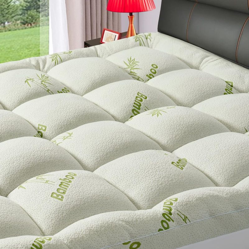 Photo 1 of  Bamboo Extra Thick Mattress Topper with Deep Pocket Up to 21 Inches
