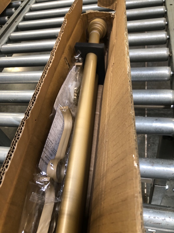 Photo 1 of 2 Pack Heavy Duty 1 Inch Diameter Single Curtain Rods 36-72” Adjustable Window Curtain Rod with Aluminum Alloy Cylindrical Cap Finials, Wall Mount and Ceiling Mount, Light Gold Light Gold 36-72"