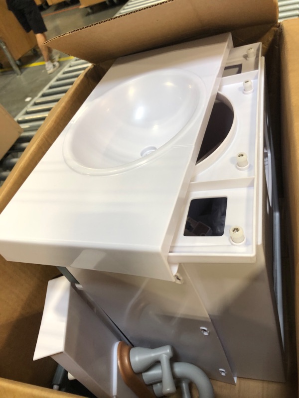 Photo 1 of Little Tikes First Bathroom Sink with Real Working Faucet Pretend Play for Kids, 12 Bathroom Accessories, Interactive Unique Toy Multi-Color, Ages 2+ Grey