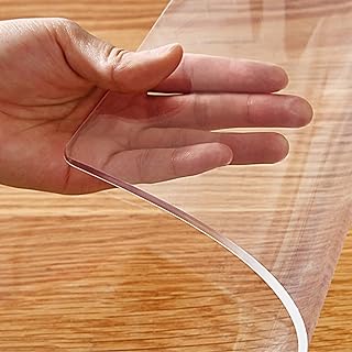 Photo 1 of  Rectangular Clear Plastic PVC Living Room Table Protector Wipeable Pet Feeding Mat Coffee End Office Writing Dinner Table Top Protection Waterproof Crystal Vinyl Tablecloth Desk Pad Ma
