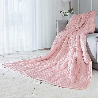 Photo 1 of ALANSMA Reversible Weighted Blanket for All Season, Luxury Velvet, Warm and Cool, Adult Kids 5Lb Weighted Blanket, Enjoy Sleeping Anywhere(Pink,36"x48" 5lbs)