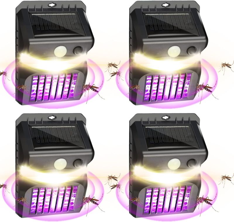 Photo 1 of 8 Packs Bug Zapper Outdoor 3 in 1 Mosquito Zapper Black Solar Bug Zapper Electric LED Light Mosquito Killer Lamp with Motion Sensor for Outdoor Backyard Patio Camping