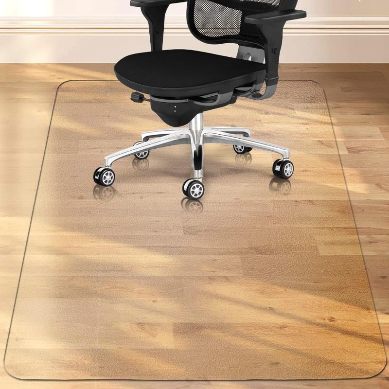 Photo 1 of Sycoodeal Clear PVC Desk Chair Mat 1/12 Inch Thick Heavy Duty Floor Protector for Rolling Chairs Transparent Floor Mats Wood/Tile Protection Mat for Office & Home 36 x 48 inches