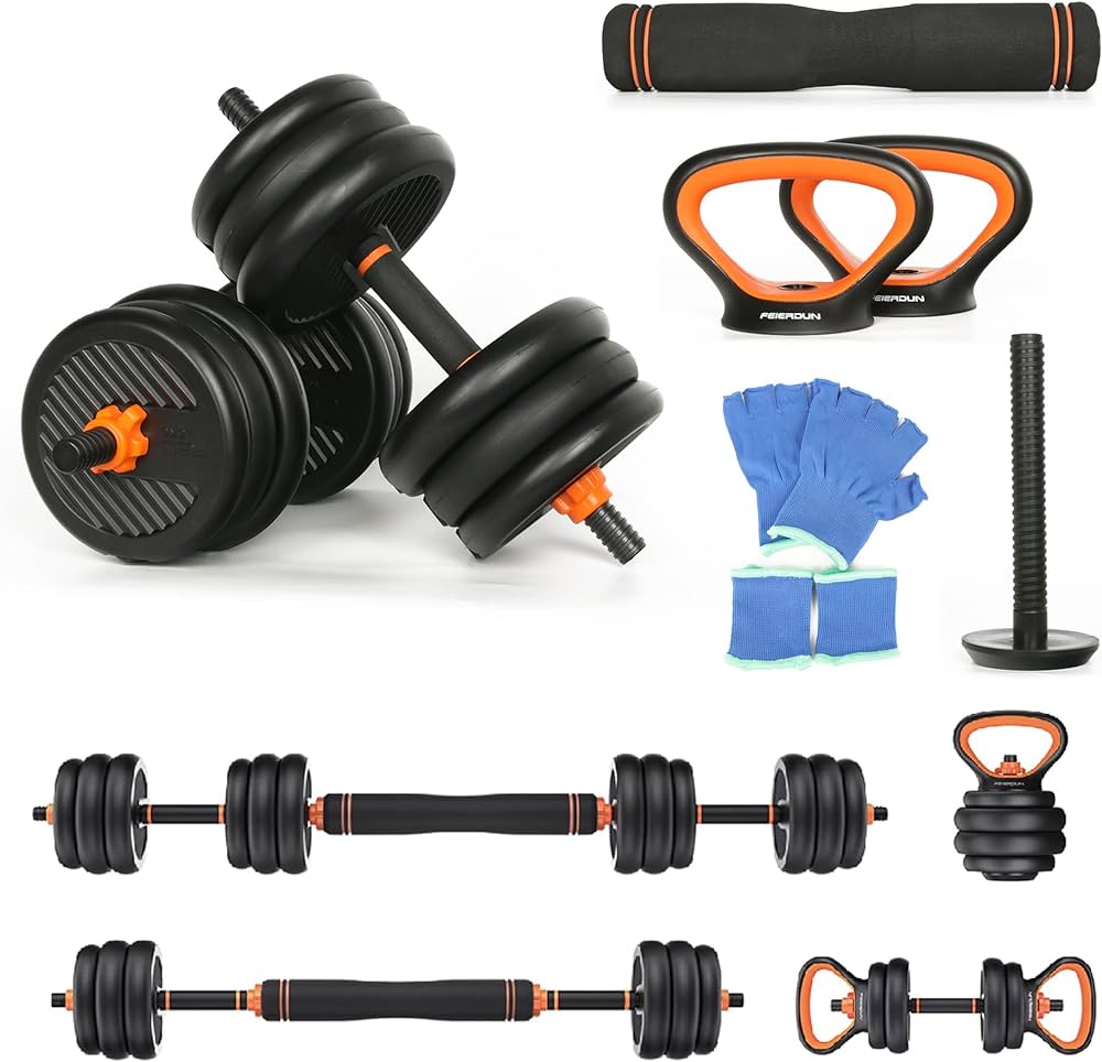 Photo 1 of 4 in 1 Adjustable Dumbbell Weight Set for Home Gym, 44 Lbs Free Weights Dumbbells Set