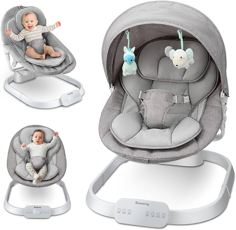 Photo 1 of Baby Swing and Bouncer 2 in 1, Babeelovly Swings for Infants Portable with Cannoy 10 Preset Music Wireless, Automatic Infant Outdoor Indoor Remote Control, Multicolored