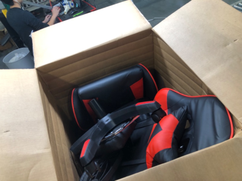 Photo 1 of Toszn Gaming Chair Office Chair High Back Computer Chair PU Leather Desk Chair Armrest Height Adjustable Video Game Chairs Swivel Gamer Chair Headrest Lumbar Pillow Chair Black & Red