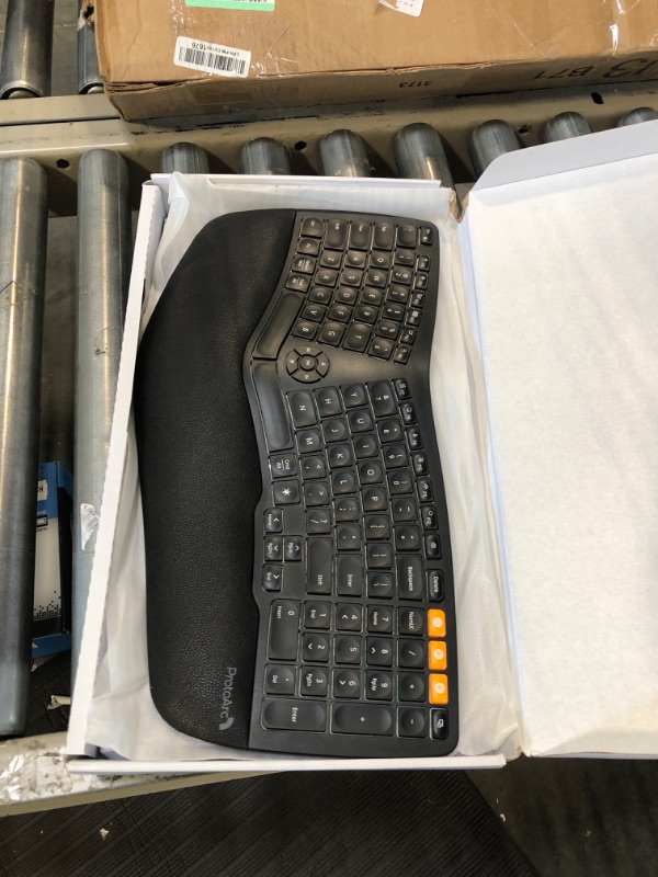 Photo 3 of ProtoArc Backlit Wireless Ergonomic Keyboard, EK01 Bluetooth Ergo Split Keyboard with Wrist Rest, Natural Typing, Multi-Device, Rechargeable, Windows/Mac/Android