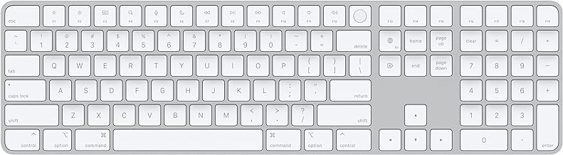 Photo 1 of Apple Magic Keyboard with Touch ID and Numeric Keypad: Wireless, Bluetooth, Rechargeable. Works with Mac Computers with Apple Silicon; US English - White Keys