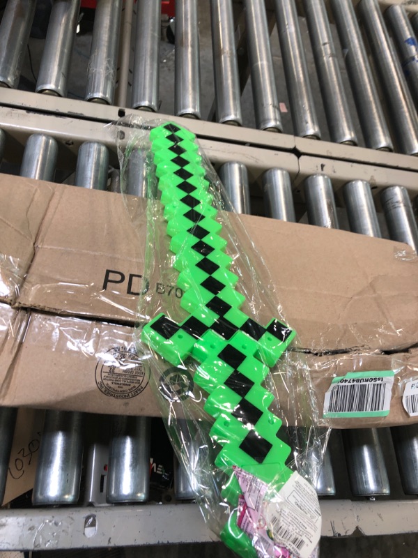 Photo 3 of Fun Central LED Light Up Pixel 8-Bit Toy Sword for Kids - Green