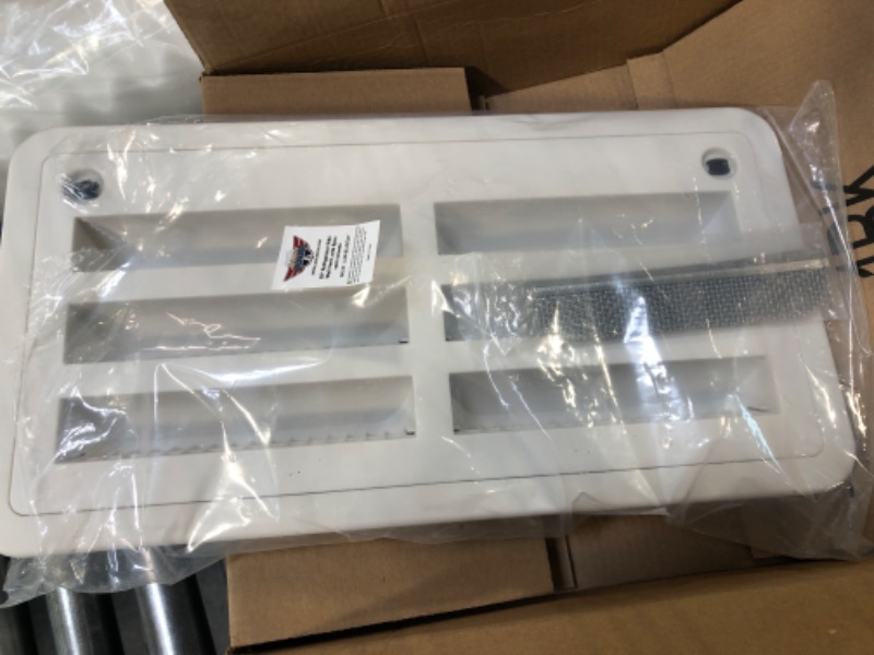 Photo 1 of Leisure Coachworks RV 20" Refrigerator Upper/Lower Side Wall Vent with Mesh Insect Screens for Campers Trailers, 3109492.003 Compatible (White)