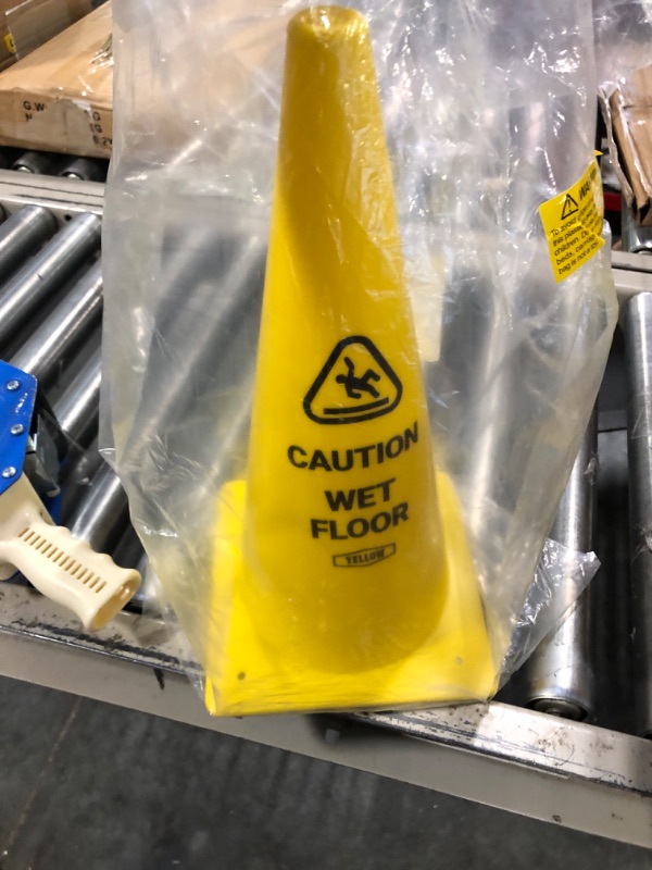 Photo 3 of Yellow Safety Commercial 15 Inch "Caution Wet Floor" Sign Cone, 1 ct., Easy to Use and Store