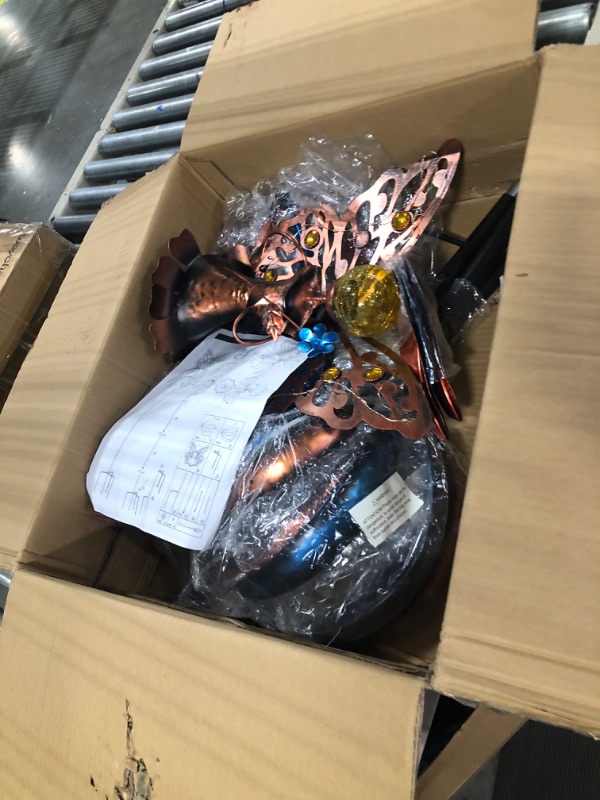 Photo 1 of Kircust Solar Wind Spinner, Extra-Large Tulip Garden Wind Spinners with LED Lighting Solar Powered Glass Ball, Kinetic Metal Sculpture for Outdoor Yard Lawn Patio Decorations 88.7 Inch