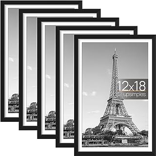 Photo 1 of 10 PACK Display Pictures 11x17 with Mat or 12x18 Without Mat, Wall Gallery Photo Frames, Black