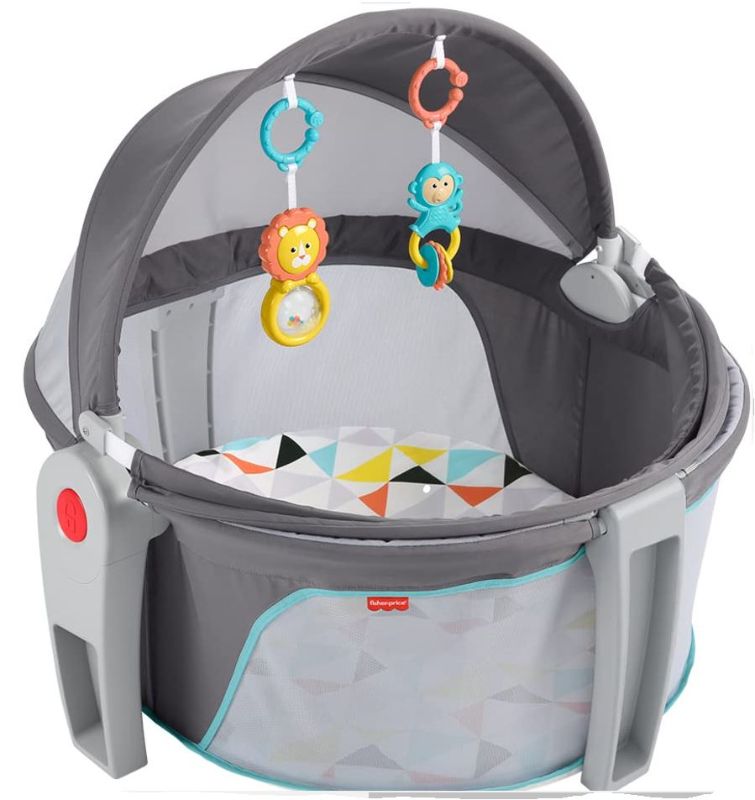 Photo 1 of Fisher-Price Baby Portable Bassinet and Play Space On-the-Go Baby Dome with Developmental Toys and Canopy,Color Climbers 