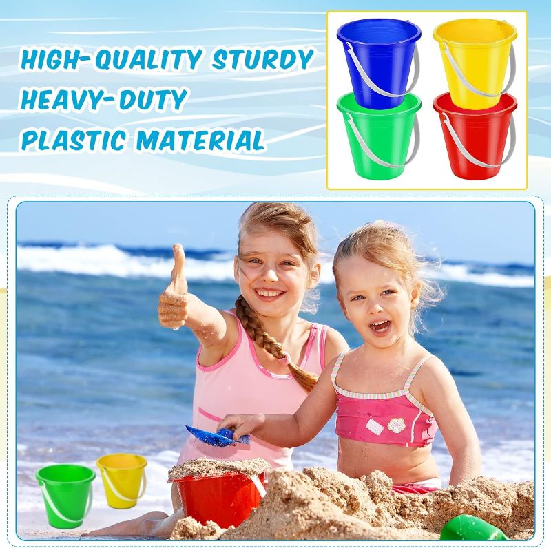 Photo 1 of 
Didaey 24 Pcs 5 Inch Beach Bucket Sand Buckets Colorful Fun Plastic Pails and Buckets for Kids Toddler Tool Summer Beach Theme Birthday Party Favors Bulk Play Castle Water Pool, 4 Colors