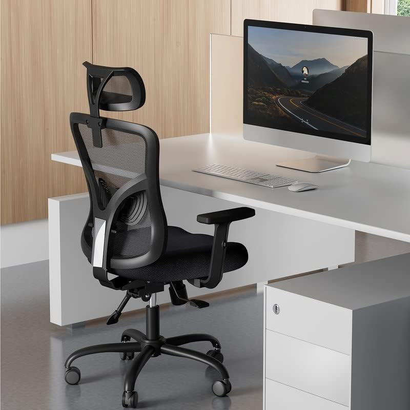 Photo 1 of NOBLEWELL Office Chair, Desk Chair with 2'' Adjustable Lumbar Support, Headrest, 2D Armrest, Ergonomic Office Chair Backrest 135° Freely Locking and Rocking, Computer Chair for Home Office