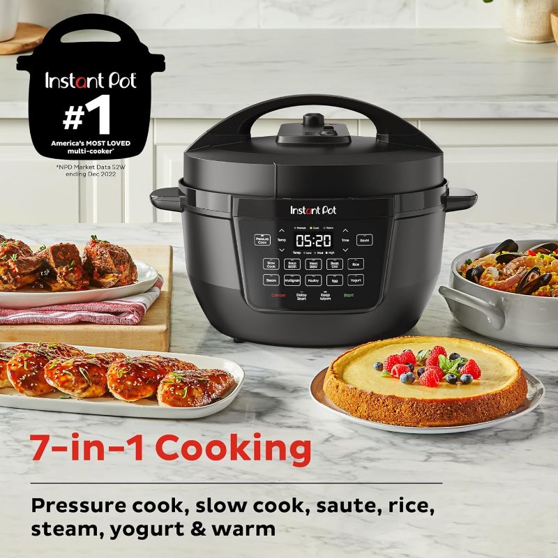 Photo 1 of Instant Pot RIO Wide Base, 7.5 Quarts, Large Searing Base, WhisperQuiet Steam Release, 7-in-1 Electric Multi-Cooker, Pressure Cooker, Slow Cooker, Rice Cooker, Steamer, Sauté, Yogurt & Warmer