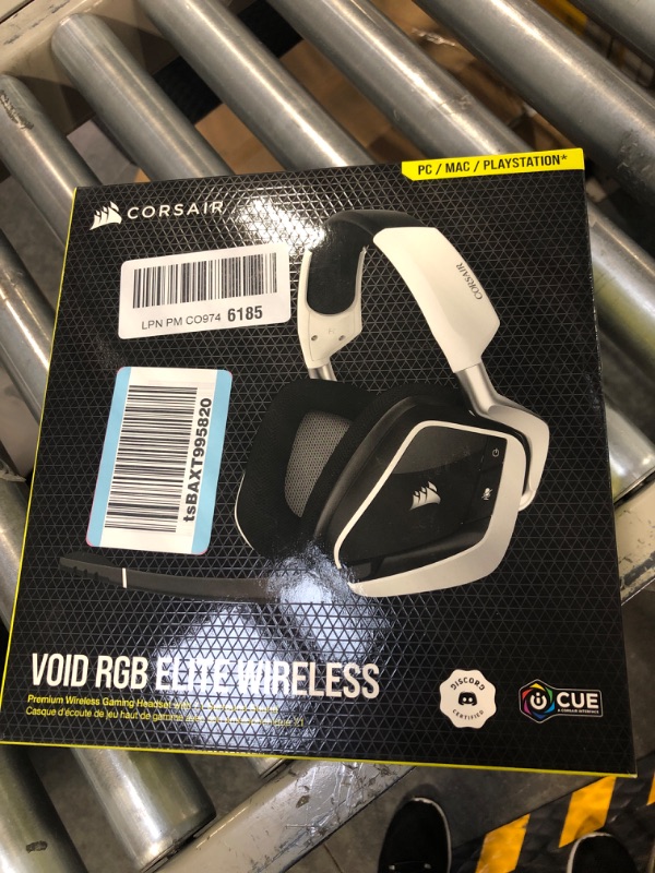 Photo 2 of Corsair VOID RGB Elite Wireless Premium Gaming Headset with 7.1 Surround Sound - Discord Certified - Works with PC, PS5 and PS4 - White (CA-9011202-NA) White Headset