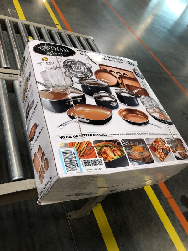 Photo 1 of Gotham Steel 20 Piece Pots & Pans Set Complete Kitchen Cookware + Bakeware Set | Nonstick Ceramic Copper Coating – Frying Pans, Skillets, Stock Pots, Deep Square Fry Basket Cookie Sheet & Baking Pans