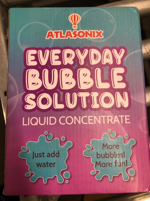 Photo 2 of Atlasonix Bubble Solution Refill 34 OZ (Up to 2.6 Gallons) - Bubble Refill Solution Bottle, Non-Toxic Bubbles for Kids, Bubble Machine Solution, Bubbles Mix for Bubble Machine