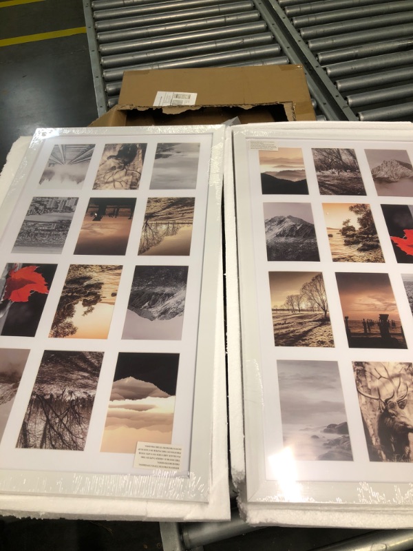 Photo 1 of 12 Opening 4x6 White Collage Picture Frames Set of 2, Multiple Frames for Displaying 6x4 Photos with Mat