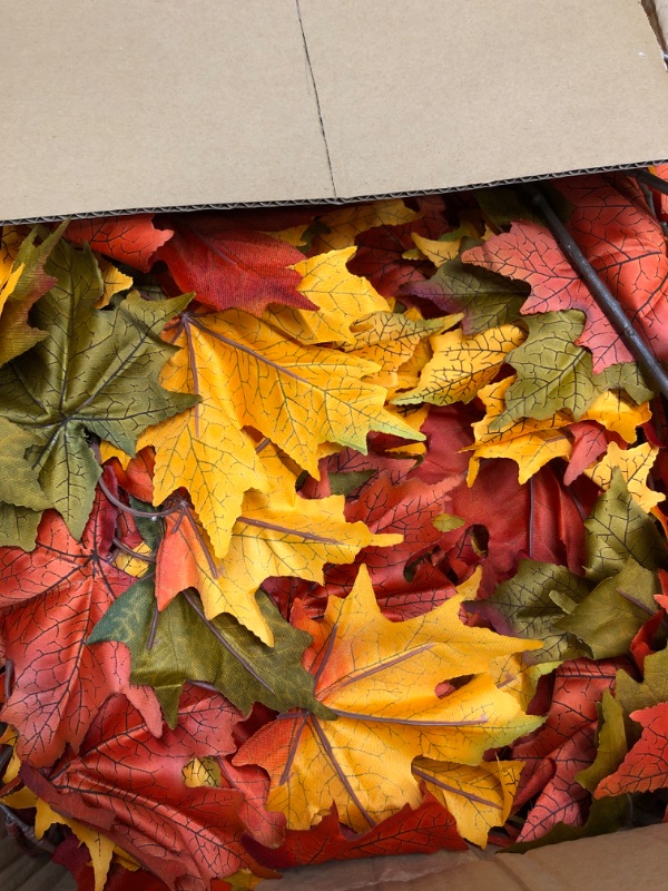 Photo 1 of 6Pcs Artificial Maple Leaves Branches 41'' Long Stem Autumn Fake Fall Leaves Stems Plants Faux Maple Leaf Bushes for Home Kitchen Thanksgiving Table Centerpiece Fireplace Festival Party Décor Orange