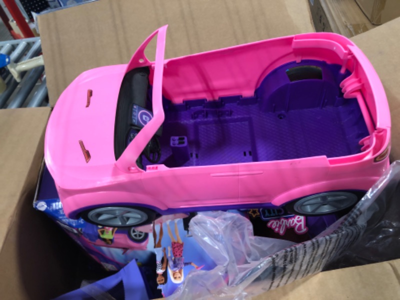 Photo 3 of Barbie: Big City, Big Dreams Transforming Vehicle Playset, Pink 2-Seater SUV Reveals Stage, Drum Set & Concert-Themed Accessories, Gift for 3 to 7 Year Olds Single