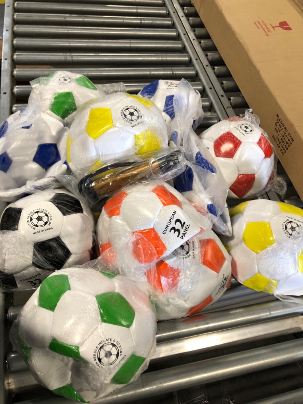 Photo 2 of 12 Packs Soccer Ball with Pump Machine Stitched Soccer Ball Youth Soccer Ball with Needle for Outside Sport Game Training Practice (Multi Color, Size 5) Multi Color Size 5