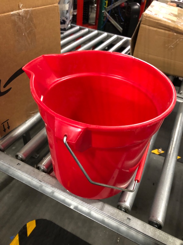 Photo 3 of Winco Heavy-Duty Plastic Bucket/Utility Pail with Pour Spout, 10 Quart, Red